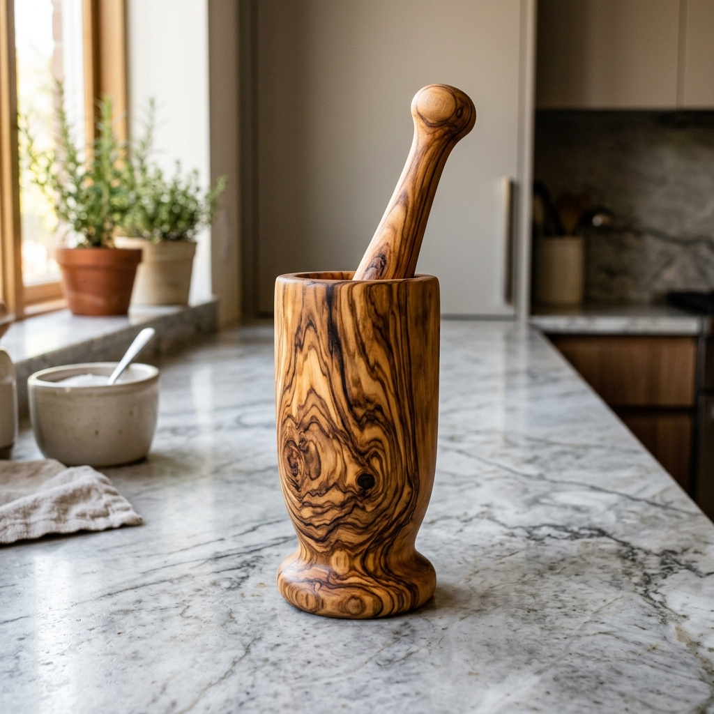Olive Wood Mortar and Pestle